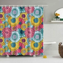 Aqua Essence Badezimmer-Boho Mandala Duschvorhang - Stilvolles Badezimmerdekor