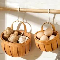 Space Savvy Küche & Esszimmer-Boho Rattan Wandkorb – Stilvolles Aufbewahrungsdekor