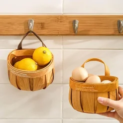 Space Savvy Küche & Esszimmer-Boho Rattan Wandkorb – Stilvolles Aufbewahrungsdekor