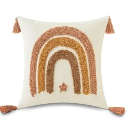 The Cushion Corner Bettzeug|Wohndeko-Boho Regenbogen Mond Kissenbezug - Gelbes Quastenkissen 45x45cm