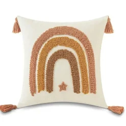 The Cushion Corner Bettzeug|Wohndeko-Boho Regenbogen Mond Kissenbezug - Gelbes Quastenkissen 45x45cm