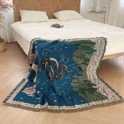 Cozy Haven Bettzeug-Boho Schlangenmuster Sofadecke - Gobelin Dekor Bezug