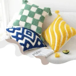 Pillow Haven Bettzeug-Boho Tufted Kissenbezug - Geometrischer Kissenbezug aus Baumwolle