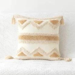 Pillow Haven Bettzeug-Boho Tufted Kissenbezug - Geometrischer Kissenbezug aus Baumwolle
