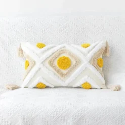 Pillow Haven Bettzeug-Boho Tufted Kissenbezug - Geometrischer Kissenbezug aus Baumwolle