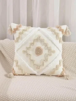 Pillow Haven Bettzeug-Boho Tufted Kissenbezug - Geometrischer Kissenbezug aus Baumwolle