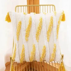 Pillow Haven Bettzeug-Boho Tufted Kissenbezug - Geometrischer Kissenbezug aus Baumwolle