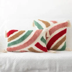 Pillow Haven Bettzeug-Boho Tufted Kissenbezug - Geometrischer Kissenbezug aus Baumwolle