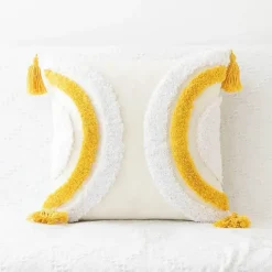 Pillow Haven Bettzeug-Boho Tufted Kissenbezug - Geometrischer Kissenbezug aus Baumwolle