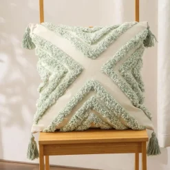 Pillow Haven Bettzeug-Boho Tufted Kissenbezug - Geometrischer Kissenbezug aus Baumwolle