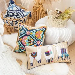 The Cushion Corner Bettzeug-Boho Vintage Lendenkissenbezug - Besticktes Quastendesign
