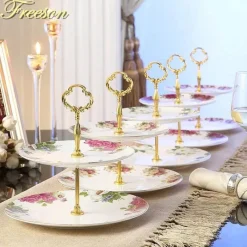 Elegance at the Table Küche & Esszimmer-Bone China Obstteller Set - Eleganter Kuchenständer Buffet Geschirr Tablett