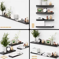 Comfort u0026 Style Wohndeko|Möbel-Bowillon White Black Floating Shelves for Wall Decor