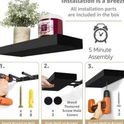 Comfort u0026 Style Wohndeko|Möbel-Bowillon White Black Floating Shelves for Wall Decor