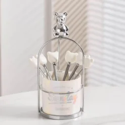 Space Savvy Küche & Esszimmer-Bär Keramik Dessertgabel & Löffel Vorratsdose