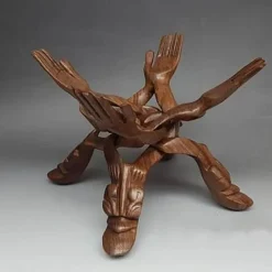 Timeless Touch Küche & Esszimmer-Bärenplatte aus Holz – Serene Luck Bear Serviertablett