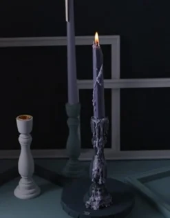 Tom Wohndeko-Brush Painted Wood Candle Holder – Vintage Matte Decorative Stand