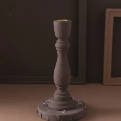 Tom Wohndeko-Brush Painted Wood Candle Holder – Vintage Matte Decorative Stand