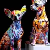 Comfort u0026 Style Wohndeko-Bunte Chihuahua-Hundestatue aus Kunstharz – moderne Dekofigur