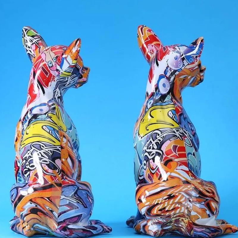 Comfort u0026 Style Wohndeko-Bunte Chihuahua-Hundestatue aus Kunstharz – moderne Dekofigur