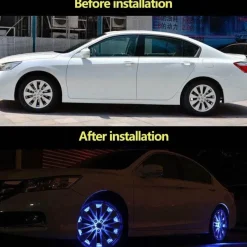 Wild u0026 Free Gear Autozubehör|Automobilindustrie-Bunte LED Solar Reifenkappenleuchten - Helles Autozubehör