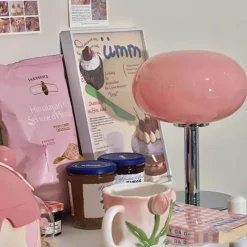 The Light Loft Beleuchtung-Bunte Macaron-Glas-Tischlampe – dekorative Akzentbeleuchtung