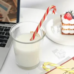 Plates u0026 More Küche & Esszimmer-Bunter Weihnachtslöffel mit langem Griff – Kreativer Rührstab aus Glas für Saft, Kaffee und Kuchen