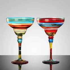 Plates u0026 More Küche & Esszimmer-Buntes handgefertigtes Margarita-Gläser-Set – einzigartiges Trinkgeschirr für die Hausbar und Hochzeiten