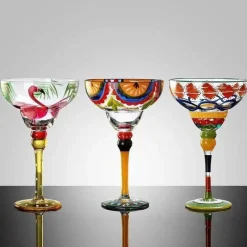 Plates u0026 More Küche & Esszimmer-Buntes handgefertigtes Margarita-Gläser-Set – einzigartiges Trinkgeschirr für die Hausbar und Hochzeiten