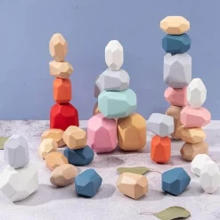 The Decor Haven Babyspielzeug-Buntes Stapelspiel aus Holz – Intelligentes Spielset für Kinder