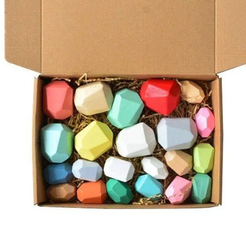 The Decor Haven Babyspielzeug-Buntes Stapelspiel aus Holz – Intelligentes Spielset für Kinder