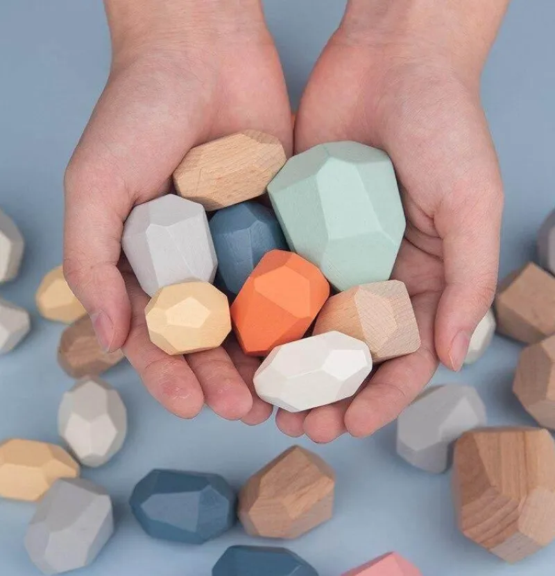 The Decor Haven Babyspielzeug-Buntes Stapelspiel aus Holz – Intelligentes Spielset für Kinder