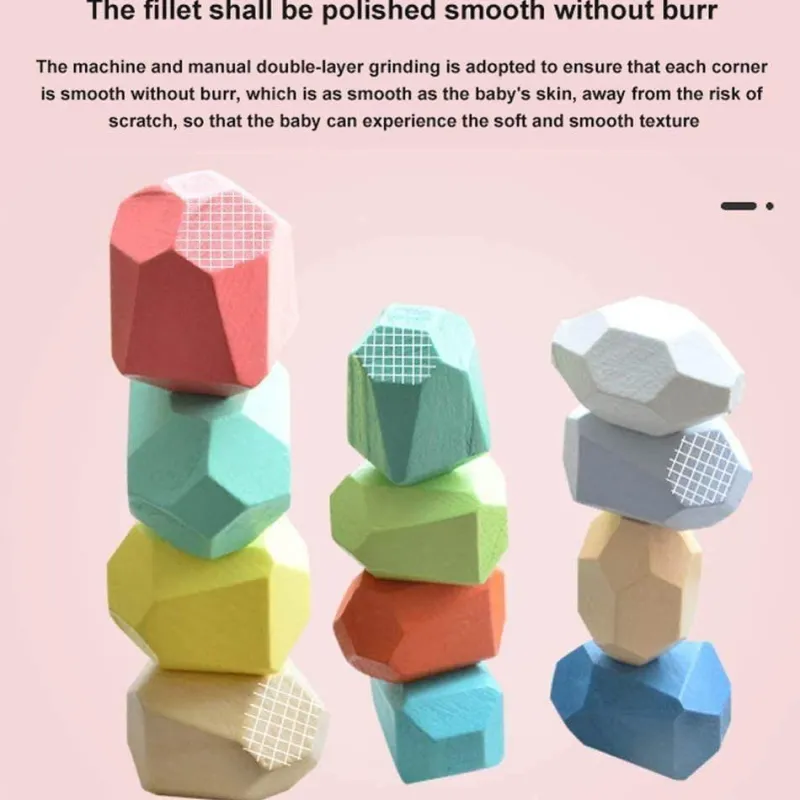 The Decor Haven Babyspielzeug-Buntes Stapelspiel aus Holz – Intelligentes Spielset für Kinder