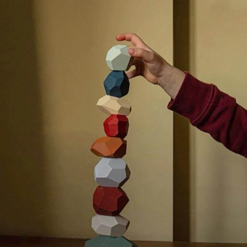 The Decor Haven Babyspielzeug-Buntes Stapelspiel aus Holz – Intelligentes Spielset für Kinder