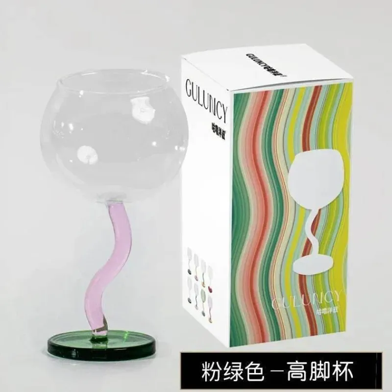 Plates u0026 More Küche & Esszimmer-Buntes Weinglas mit gedrehtem Stiel – 300 ml Kelch