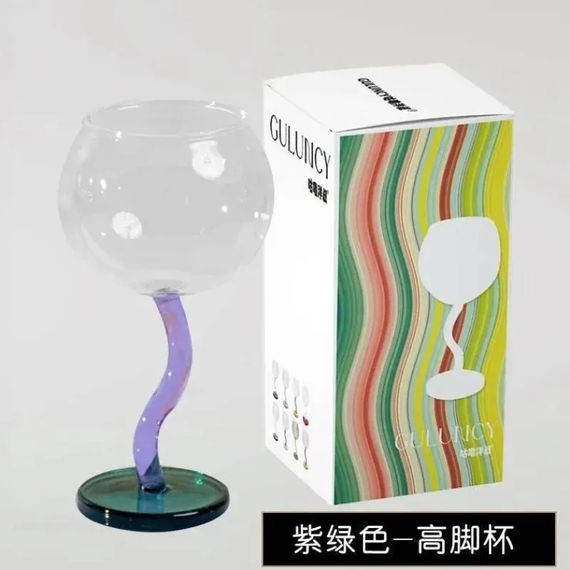 Plates u0026 More Küche & Esszimmer-Buntes Weinglas mit gedrehtem Stiel – 300 ml Kelch