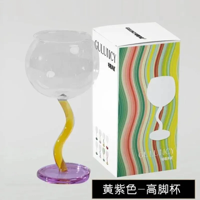 Plates u0026 More Küche & Esszimmer-Buntes Weinglas mit gedrehtem Stiel – 300 ml Kelch