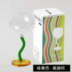 Plates u0026 More Küche & Esszimmer-Buntes Weinglas mit gedrehtem Stiel – 300 ml Kelch