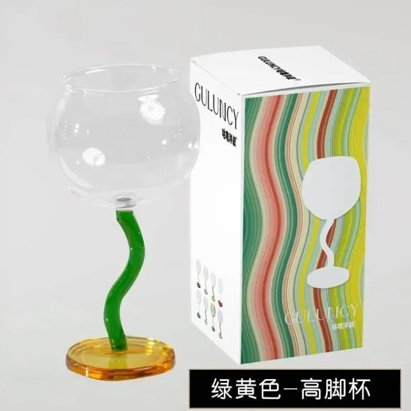 Plates u0026 More Küche & Esszimmer-Buntes Weinglas mit gedrehtem Stiel – 300 ml Kelch