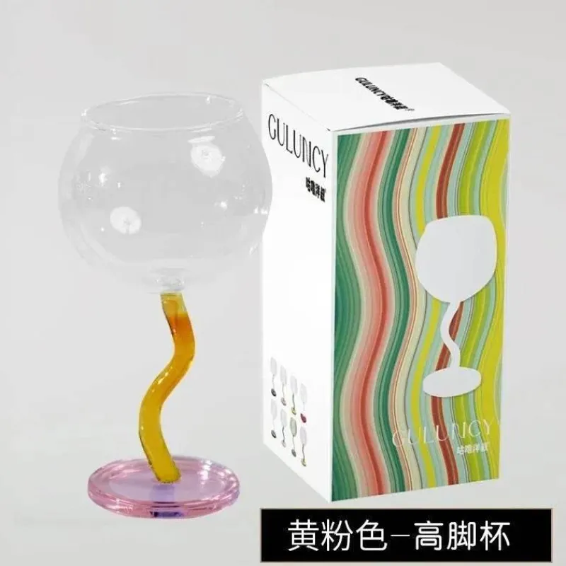 Plates u0026 More Küche & Esszimmer-Buntes Weinglas mit gedrehtem Stiel – 300 ml Kelch