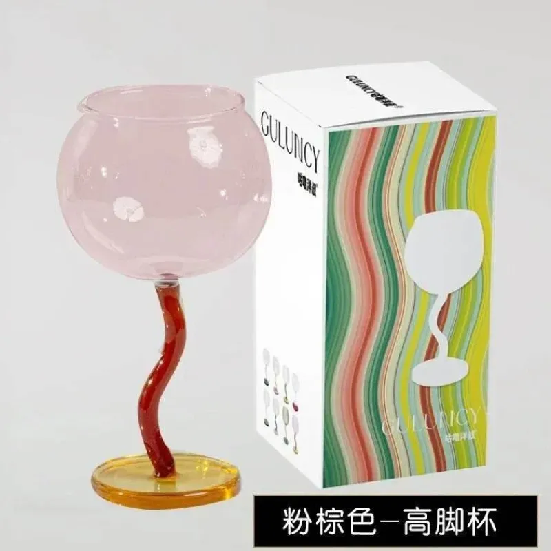 Plates u0026 More Küche & Esszimmer-Buntes Weinglas mit gedrehtem Stiel – 300 ml Kelch