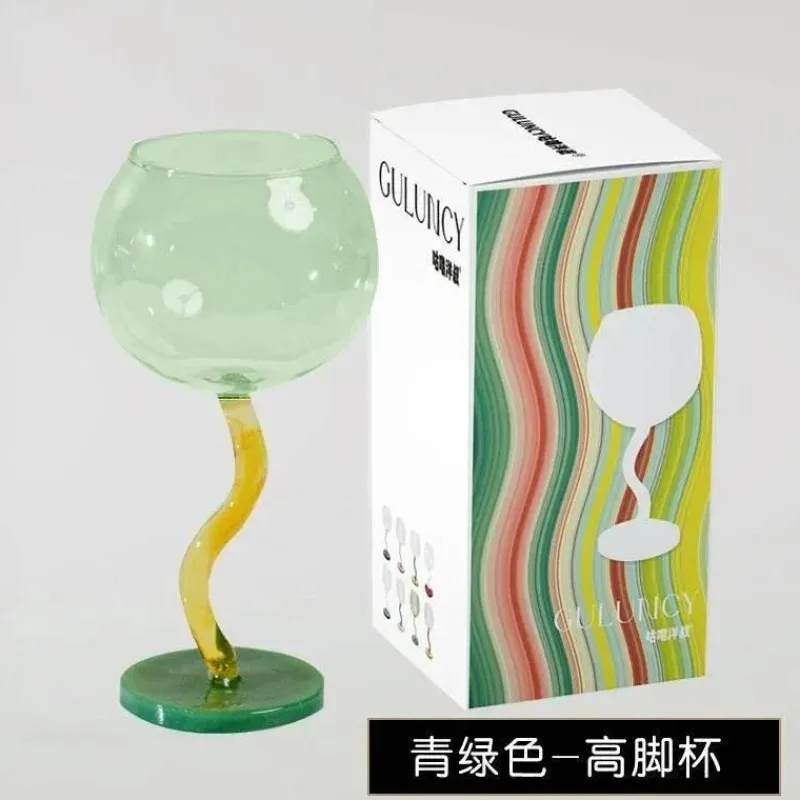 Plates u0026 More Küche & Esszimmer-Buntes Weinglas mit gedrehtem Stiel – 300 ml Kelch