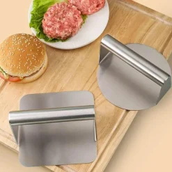 Tom Küche & Esszimmer-Burgerpresse aus Edelstahl – Runde Grillfleischpresse