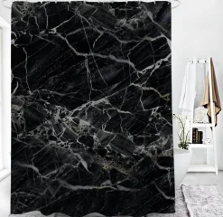 Aqua Essence Badezimmer-Calcutta Oro Duschvorhang-Set – Elegantes Badezimmerdekor