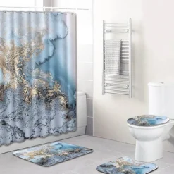 Aqua Essence Badezimmer-Calcutta Oro Duschvorhang-Set – Elegantes Badezimmerdekor