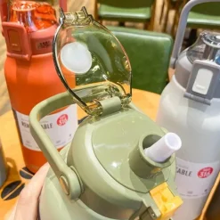 Green Thumb Gear Camping-Werkzeuge|Camping Im Freien-Camping-Thermoskanne aus Edelstahl mit integriertem Strohhalm