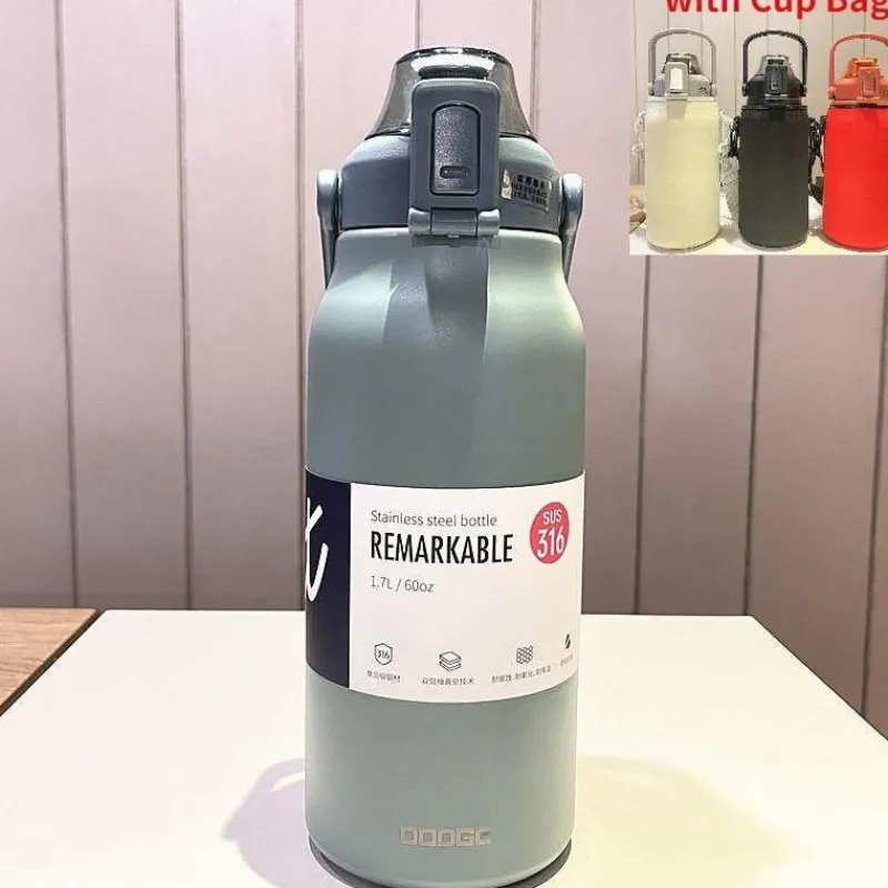 Green Thumb Gear Camping-Werkzeuge|Camping Im Freien-Camping-Thermoskanne aus Edelstahl mit integriertem Strohhalm