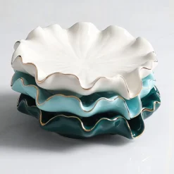 Tom Wohndeko|Badezimmer-Carivelle Ceramic Decorative Dish – Gold-Edged Jewelry & Trinket Tray