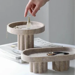 Cozy Nest Decor Wohndeko-Carlotta Travertin-Tablett