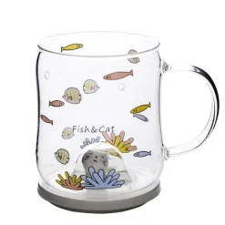 The Cozy Mug Küche & Esszimmer-Cartoon-Katzen-Tasse – süßes transparentes Trinkgeschirr